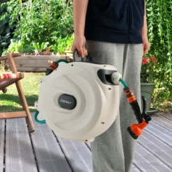 Gartenschlauch-Aufroller mit Wandhalterung 180˚ drehbare Halterung 1/2 Zoll 20m + 2m