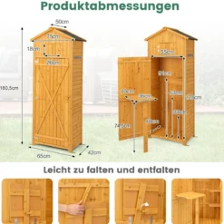 Gartenschuppen Geräteschrank für den Außenbereich 75 x 50 x 180,5 cm Natur