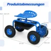 Gartensitz mit Rollen 360 ° drehbar höhenverstellbar Rollsitz mit Ablage & Korb Blau