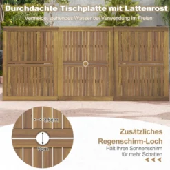 Gartentisch Akazienholz Garten Esstisch für 8 Personen Rechteckiger Terrassentisch 200 x 90 x 75 cm