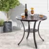 Gartentisch aus Aluminiumguss mit Schirmloch & Unterer Ablage Wetterfester Balkontisch