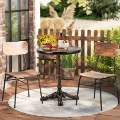 Gartentisch aus Aluminiumguss Wetterfester Balkontisch Runder Bistrotisch Terrassentisch