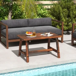 Gartentisch aus Massivholz rechteckiger Kaffeetisch mit Lattenrost Terrassentisch Balkontisch Braun