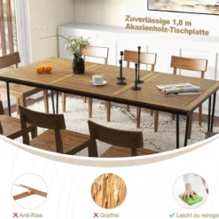 Gartentisch Biertisch mit 5cm Schirmloch Holztisch für Outdoor Hinterhof 200 x 90 x 75 cm