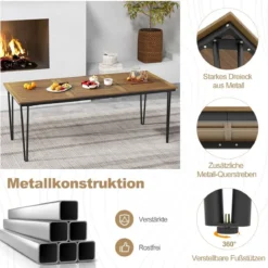 Gartentisch Biertisch mit 5cm Schirmloch Holztisch für Outdoor Hinterhof 200 x 90 x 75 cm