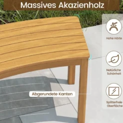 Gartentisch + 4er Gartenbank Set Ø 90 cm Klapptisch Sitzbank ohne Rückenlehne Holzbank Natur