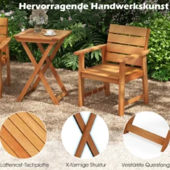 Gartentisch klappbar wetterfester Bistrotisch aus Hartholz Klapptisch quadratischer Holztisch 50 x 50 x 73,5 cm Natur