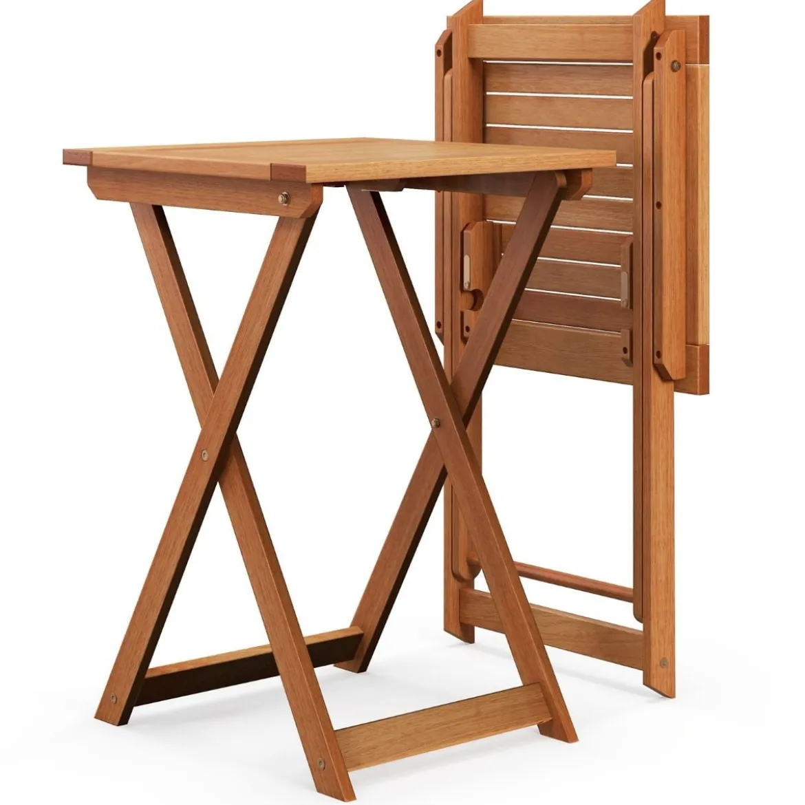 Gartentisch klappbar wetterfester Bistrotisch aus Hartholz Klapptisch quadratischer Holztisch 50 x 50 x 73,5 cm Natur