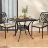 Gartentisch mit Schirmloch Quadratischer Balkontisch Wetterfester Terrassentisch