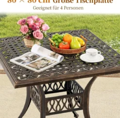 Gartentisch mit Schirmloch Quadratischer Balkontisch Wetterfester Terrassentisch