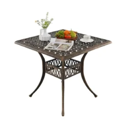 Gartentisch mit Schirmloch Quadratischer Balkontisch Wetterfester Terrassentisch