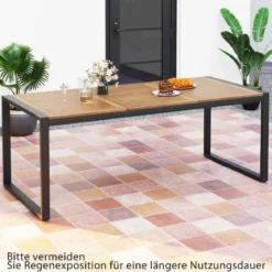 Gartentisch mit Schirmloch Rechteckiger Terrassentisch für 8 Personen Balkontisch aus Akazienholz