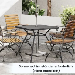 Gartentisch mit Tischplatte aus Kunstmarmor Terrassentisch mit Schirmloch 80 x 80 x 72,5 cm