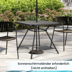 Gartentisch mit Tischplatte aus Kunstmarmor Terrassentisch mit Schirmloch 80 x 80 x 72,5 cm