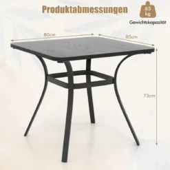 Gartentisch mit Tischplatte in Holzoptik für 4 Personen Terrassentisch Balkontisch 80 x 80 x 73 cm