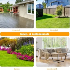 Gartentisch mit Tischplatte aus Gehärtetem Glas & Schirmloch & Metallrahmen Terrassentisch