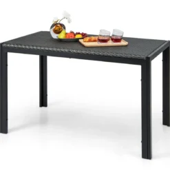 Gartentisch Rattan Esstisch für 4-6 Personen rechteckiger Terrassentisch 120 x 71 x 72 cm Braun gemischt