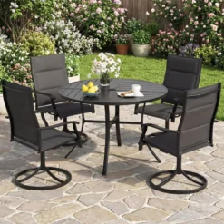Gartentisch Rund Metall Ø 108 cm Wetterfester Esstisch für 4 Personen Robuster Terrassentisch