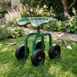 Gartenwagen auf Rädern Rollender Arbeitssitz mit um 360 ° drehbarem Sitz und verstellbarer Höhe