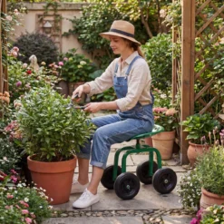 Gartenwagen auf Rädern Rollender Arbeitssitz mit um 360 ° drehbarem Sitz und verstellbarer Höhe