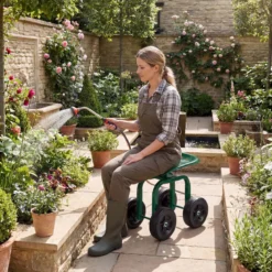 Gartenwagen auf Rädern Rollender Arbeitssitz mit um 360 ° drehbarem Sitz und verstellbarer Höhe