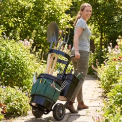 Gartenwagen Werkzeugwagen aus Stahl Transportwagen mit 2 Eimern Tasche aus Oxford-Gewebe