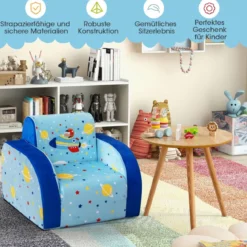 Gemütlicher 3-in-1 umbaubarer Kindersessel Kinder Klappsofa 92 x 47 x 29 cm Blau