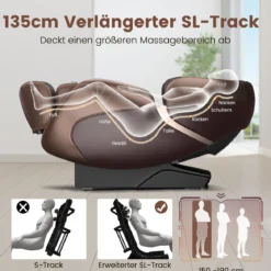 Generisch Relaxe Massagesessel Ganzkörper Massagestuhl elektrisch mit Heizung und Luftkompression Braun
