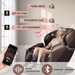 Generisch Relaxe Massagesessel Ganzkörper Massagestuhl elektrisch mit Heizung und Luftkompression Braun