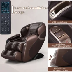 Generisch Relaxe Massagesessel Ganzkörper Massagestuhl elektrisch mit Heizung und Luftkompression Braun