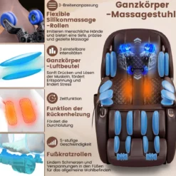 Generisch Relaxe Massagesessel Ganzkörper Massagestuhl elektrisch mit Heizung und Luftkompression Braun