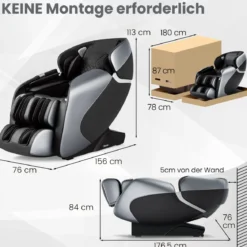 Generisch Relaxe Massagesessel Ganzkörper Massagestuhl elektrisch mit Heizung und Luftkompression Schwarz