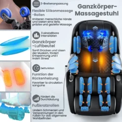 Generisch Relaxe Massagesessel Ganzkörper Massagestuhl elektrisch mit Heizung und Luftkompression Schwarz