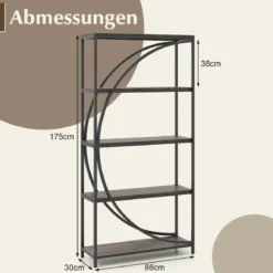 Geometrisches Bücherregal mit Offenen Holzregale & Metallrahmen Büroregal Standregal Braun