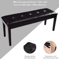Gepolsterte Esszimmerbank aus Massivholz mit bequemer gepolsterter Sitzfläche & Holzbeinen Mehrzweckbank Braun