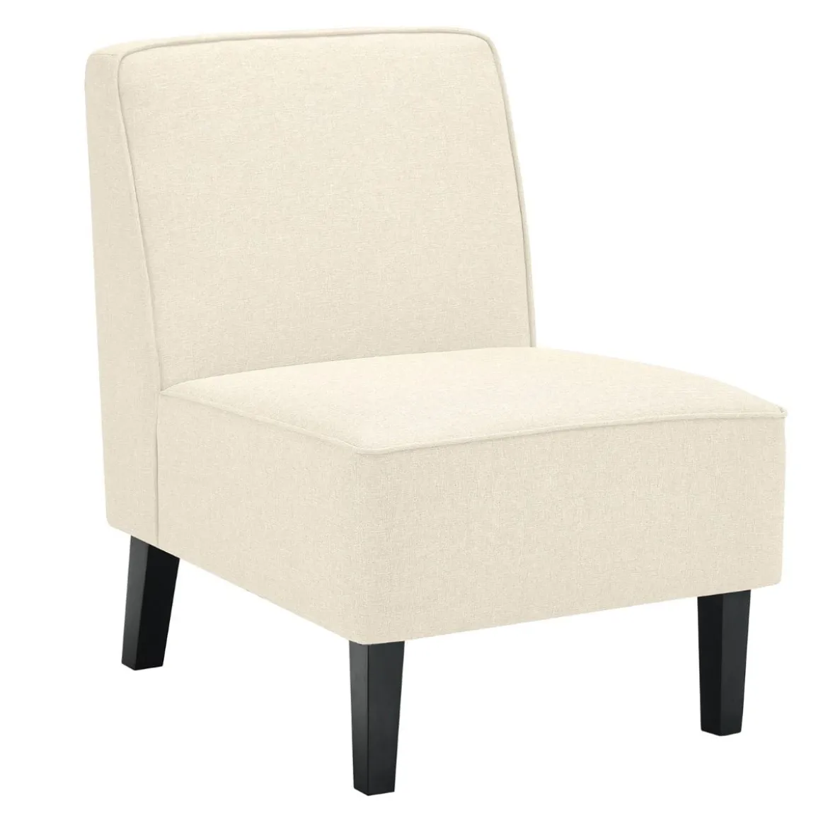 Gepolsterter Loungesessel mit Rückenlehne & Holzbeinen Akzentstuhl bis 150 kg Belastbar Beige