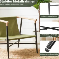 Gepolsterter Sessel mit Armlehnen Loungesessel mit Abnehmbarem Rückenkissen & Metallrahmen