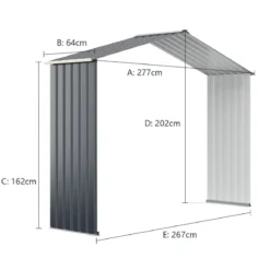 Gerätehaus Metall Erweitert-277 x 255 x 202 cm Geräteschuppen abschließbar Grau