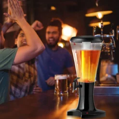 Getränkespender 3L Biersäule Biertower Bier Zapfsäule Schwarz