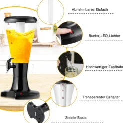 Getränkespender 3L Biersäule Biertower Bier Zapfsäule Schwarz