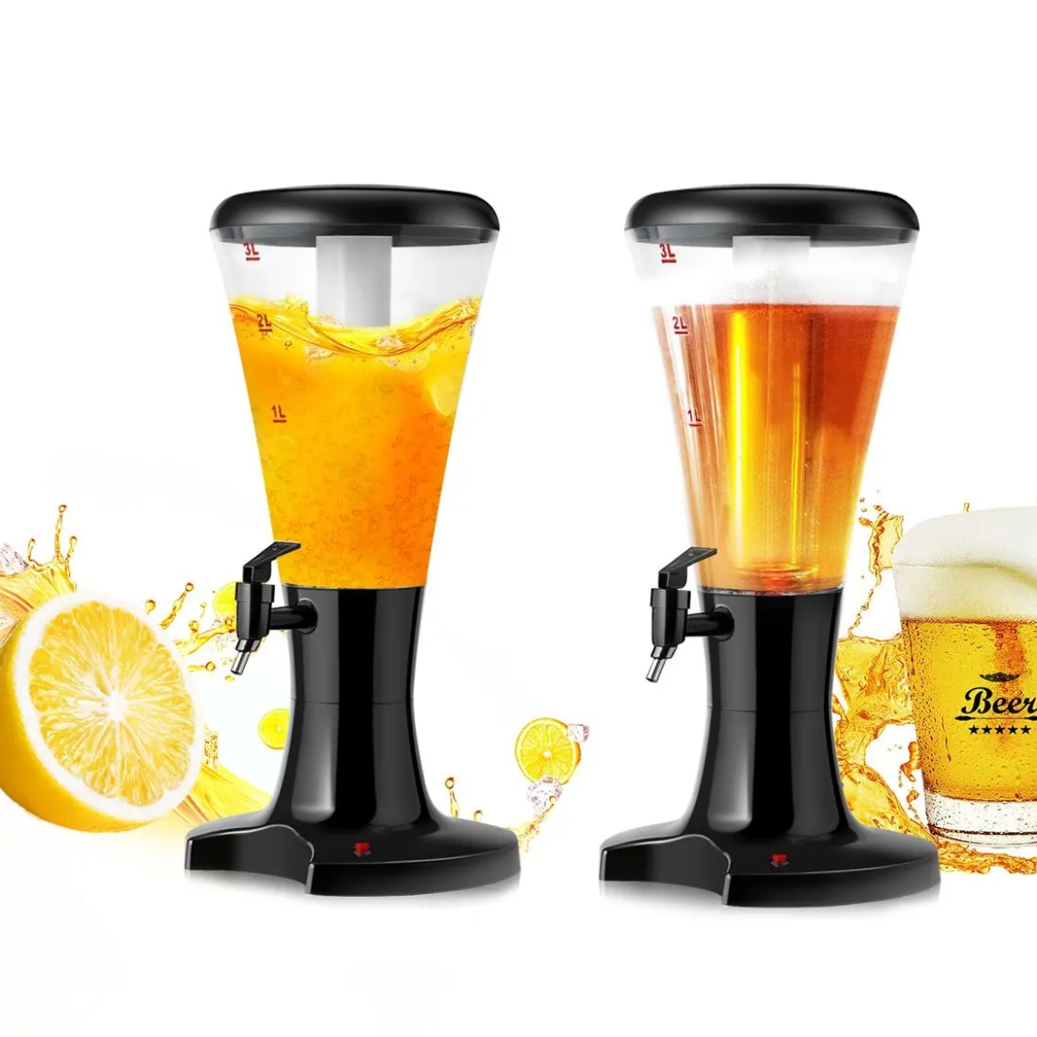 Getränkespender 3L Biersäule Biertower Bier Zapfsäule Schwarz