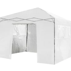 Gewächshaus mit 4 Beobachtungsfenster Foliengewächshaus Pflanzenhaus Folienzelt 300x300x256-275cm