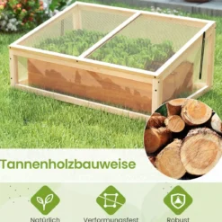 Gewächshaus Treibhaus Holz erhöhtes Pflanzbeet mit transparenter Klapp-Dach Orange 94 x 63 x 40 cm