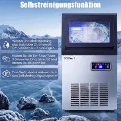 Gewerbliche Eiswürfelmaschine für Kau-Eis aus Edelstahl 41kg/24 Std. Freistehende Maschine mit Timer