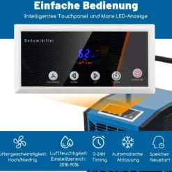 Gewerblicher Luftentfeuchter mit Pumpe & Ablaufschlauch & 24-Stunden-Timer & 4 Rädern
