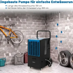 Gewerblicher Luftentfeuchter mit Pumpe & Ablaufschlauch & 24-Stunden-Timer & 4 Rädern