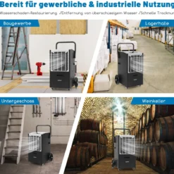 Gewerblicher Luftentfeuchter mit Pumpe & Ablaufschlauch & 24-Stunden-Timer & 4 Rädern