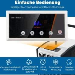 Gewerblicher Luftentfeuchter mit Pumpe & Ablaufschlauch & 24-Stunden-Timer & 4 Rädern