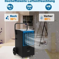 Gewerblicher Luftentfeuchter mit Pumpe & Ablaufschlauch & 24-Stunden-Timer & 4 Rädern