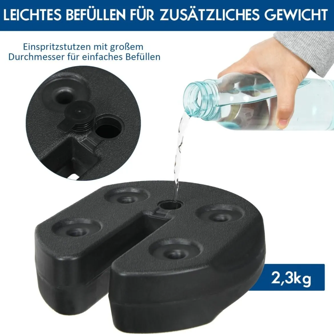 4 Gewichtsplatten Vordach-Gewichte mit No-Pinch-Design 25 x 25 x 7 cm Schwarz